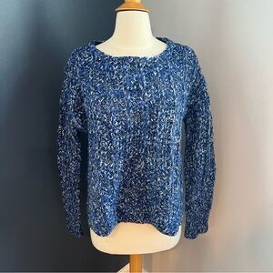 GAP Chunky Blue Black White Marled Knit Sweater (Cropped)